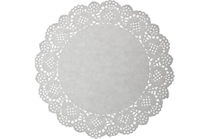 LJY 120 Pieces White Lace Round Paper Doilies Cake Packaging Pads Wedding Tableware Decoration (215mm)