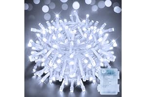 Ollny Fairy Lights Battery Operated, 10m 100 LEDs Christmas Tree Light Battery Powered Outdoor Decoration, Cool White Waterproof Xmas Lighting with 8 Modes/Timer for Indoor Outside Bedroom Garden