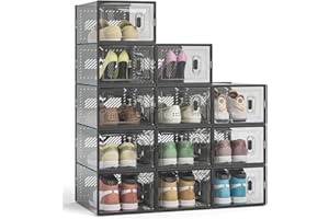 MYHMCT Shoe Storage Boxes Shoe Organizer for Closet, Fit up to UK 9.5 (Black)