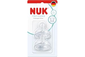 NUK First Choice Baby Bottle Teats | 0+ Months | Anti Colic Feeding Bottle Teats | Silicone | Small | 2 Count
