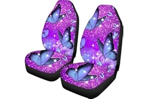 chaqlin Lot de 2 housses de siège avant de voiture pour femme - Ajustement universel - Motif papillon violet