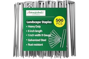 Amagabeli 500 Piquets de Jardin Pelouse Agrafes en Forme de U Ø 3mm - 150 mm Long - Ongles Mauvaises Herbes Tissu Piquets Galvanisé Piquets de Fixation en Acier pour Bache DA117