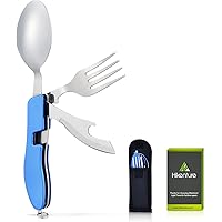 HIKENTURE Outdoor Campingbesteck Set - Klappbesteck Outdoor Besteck aus Edelstahl mit Gürteltasche - Messer Gabel Löffel…