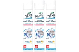 3x Podovis Togliodori Scarpe e Scarpiere Deodorante a Lunga Durata Non Macchia con Estratti di Arancia e Gelsomino - 3 Flaconi da 100ml ognuno