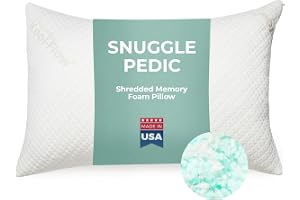 Snuggle -Pedic Original USA tillverkad ultra-lyxig bambu strimlat minnesskum kudde kombination – bästa dragkedja lösa koolflö