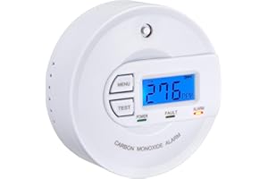 Scondaor Carbon Monoxide Alarm Detector with 10-Year Sensor, Digital LCD Display CO Alarm Detector with Alarm Record, Battery Operated (3 AA Batteries Included), Conforms to EN 50291-1:2018