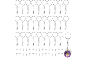 Portachiavi Anelli Cerchio Tritmi 30 Pezzi Anelli Portachiavi 25 mm + 30 Pezzi Ganci Portachiavi Anello Portachiavi con Catenella Split Cerchio Portachiavi Catena per Porta Chiavi Lavori di Bricolage