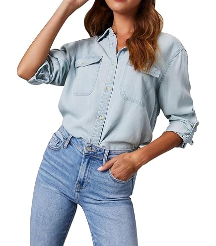 Vestito Donna Camicetta Donna Fuinloth Manica Lunga, Jeans