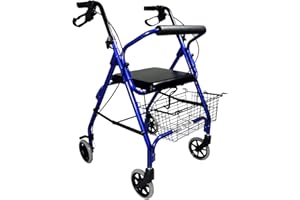 HEALTH MEDICAL FAB Deambulatore in Alluminio Ultraleggero con 4 ruote Pieghevole con Cestino e Porta Bastone