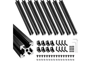 EXLECO 8 st 30 cm aluminiumprofil 20x20 set, V-typ linjärskena, aluminiumprofil linjärskena med tillbehör – hörnkopplingar, v