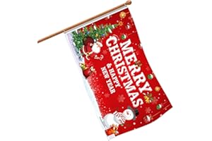 TATUO Christmas Flag 3 x 5 ft Double Sided, Merry Christmas and Happy New Year Flag Large Fabric Xmas Tree Santa Snowman Flag Banner for Christmas Winter Holiday Garden Yard House Decoration Outdoor Indoor