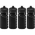 Foxberry 500ml Reusable Water Bottles - 4 Pack - Hands Free Lid - Spill Proof and Leak Proof Spout - BPA Free - Dishwasher Safe - Kids - School - Sports - Clubs (All Black)