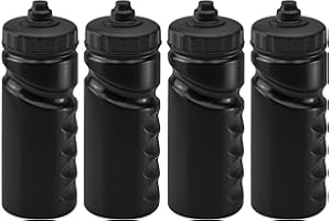 Foxberry 500ml Reusable Water Bottles - 4 Pack - Hands Free Lid - Spill Proof and Leak Proof Spout - BPA Free - Dishwasher Safe - Kids - School - Sports - Clubs (All Black)