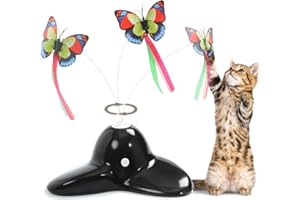 Suhaco Giocattoli per Gatti Giocattolo Rotante del Gattino della Farfalla Elettrica Giocattolo Interattivo per Gatti Divertente Gioco Farfalla Automatica (Nero)