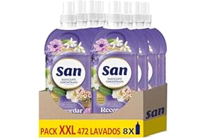 SAN | Suavizante Ropa Lavadora Líquido Concentrado | Fragancia Duradera Esencia para Recordar | Pack de 8 x 59 Lavados = 472 Dosis
