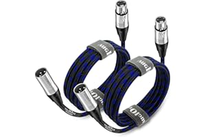 Augioth XLR to XLR Pro Mic Cable 30 Ft 2-Pack Male to Female XLR Cable 3-pin Blue Balanced Shielded Microphone Cable for Amplifier Mixer,Speaker Systems,Recording Studio