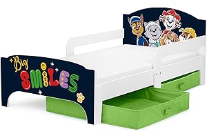 Leomark - Cama infantil inteligente Paw Patrol - La Patrulla Canina con Chase, Stella y Sus Amigos - Lattes + Colchón Incluido, Cama Individual 70x140 cm