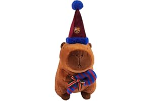 CYPBRANDS CyP Brands- FC Barcelona,Capibara de Peluche con Gorro de Papá Noel, Muñeco Navideño Suave y Tierno, Regalo Original para Niños y Adultos