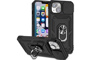 IMIRST Custodia per telefono Compatibile con iPhone 14 Plus Resistente agli urti Resistente Built-in Kick Stand Copertura scorrevole Militare Bumper per Apple iPhone 14 Plus. JS Black