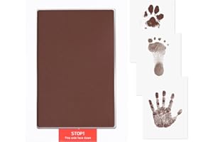 HYZEVEE Baby Baby Handprint and Footprint Kit | 1 Pack Baby Inkless Print Pads | 3 Imprint Cards | Inkless Baby Footprint Kit Clean-Touch | Safe for Baby, Family Keepsake, Dog Paw Print Kit, Brown