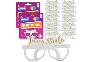 SOL 16pk Hen Party Glasses, White Card with Gold Foil Team Bride Print Sunglasses, Bachelorette Do Night Accessories or Fillers, Bride-To-Be Props, One Size Fits All for Pre-Wedding Celebrations