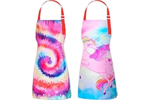 NIDOUL Kid Girls Boys Apron, Adjustable Kitchen Cooking Chef Apron with Pocket for Cooking Baking Art Painting Gardening