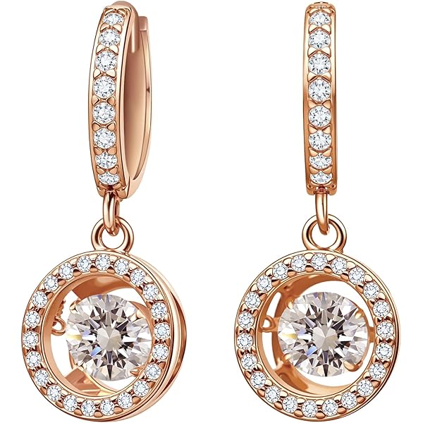 Moda 14K oro rosa Cubic Zirconia Infinity ciondola gli orecchini a goccia per le donne Lady Sensitive Ears CZ Crystal Wedding