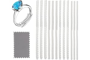 PAEFIU 12 Pezzi Ferma Anello Silicone, 2/3/4/5mm Regolatore della Dimensione Dell'anello Stringi Anello Invisibili con Panno per Lucidatura, Riduttore Anello Dito