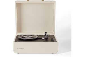 CROSLEY CR6255A-FG4 Mercury gramofon z 2 wbudowanymi głośnikami, Bluetooth In & Out i AUX, 3-Speed Retro gramofon – zielony leśny (Creme Croc)