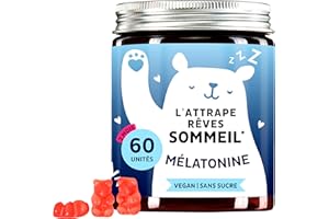 L'Attrape Rêve Sommeil – Sommeil naturel – 1mg de Mélatonine avec Vitamine B6 – 60 Unités (2 mois) – Sans sucre, Vegan – Bears with Benefits