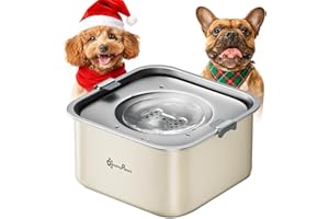 DownyPaws Gamelle Anti-Éclaboussures pour Chien, Gamelle 3L Anti-Étouffement en Acier Inoxydable, Empêche Les Éclaboussures, Garde Le Sol Sec et Hygiénique, Adapté à Petits et Moyens Chiens, Beige