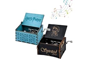 HUEMTNOR 2 Stück Harry Potter Hölzerne Handkurbel Spieluhr Antike Geschnitzte Spieluhr Chihiros MusikkäStchen Musik Box Holz Geschenk für Geburtstags, Valentinstag Muttertag Jahrestag