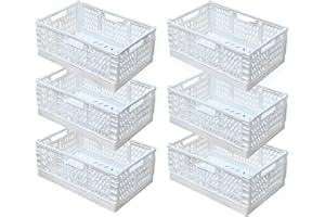 EURXLQ 6 Weiß Stück Klappbox 43×29×17cm,Klappkiste Körbe Aufbewahrung Zusammenklappbarer Tragbar Aufbewahrunskisten Bunt aufbewahrungskiste Geeignet für Küche,Bad,Büro,Schlafzimmer