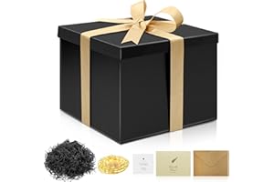 SEKEPINGO Geschenkbox mit Deckel 23 x 23 x 18 cm Schwarz Geschenkkarton Groß Tiefe Geschenkverpackung Geschenk Box für Geburtstag Babydusche Valentinstag Muttertag, Schwarz