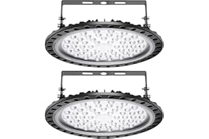 papasbox 2 sztuki 200 W UFO LED lampa halowa LED do hali przemysłowej, oświetlenie hali, warsztatu, zimna biel, 6000-6500 K, kąt świecenia 120°