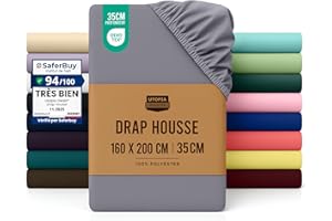Utopia Bedding Drap Housse - Gris, 160 x 200 cm - Coupes de 35 cm pour Matelas épais - Polyester Microfibre brossée