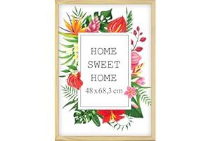 MG Design Cadre photo en bois 48 x 68 cm Naturel – plexiglas transparent, à suspendre vertical et horizontal – pour photos, posters et puzzles