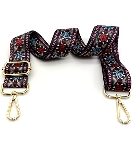 Bandoulière De Sac Réglable Multicolore – Largeur 3,8 Cm, Longueur 80-130 Cm | Mousqueton Doré, Pour Femme