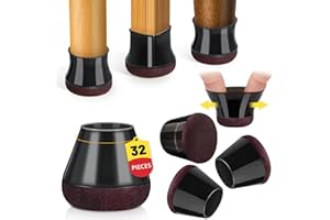 SINAND 32 Stück Stuhlbeinkappen Rund - Schutzkappen Für Stuhlbeine mit Filz, Stuhlbeinschoner aus Silikon für Schützen Hartholzböden - M