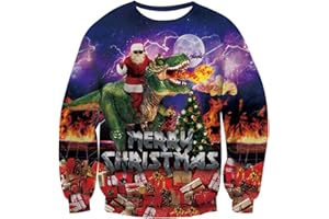 UNIFACO Unisex Pull de Noël Sweatshirt Hommes Femmes 3D Imprimé Sweat Manches Longues Fun Noël Moche Pulls