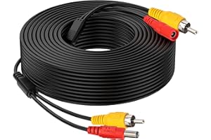 COCAR Juego de cables para coche con conector RCA / Cable de alimentación DC opcional 2 en 1 para copia de seguridad del monitor de visión de la cámara trasera CCTV LED