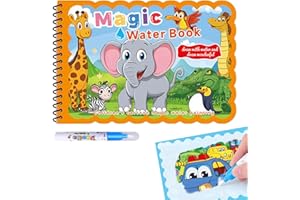 Canollo Wiederverwendbar Wasser Malbuch, Wassermalbuch mit Wasserstifte, Magisches Wassermalbuch, Kreatives Water Coloring ab 2 Jahr, Wasser Malbuch Doodle für Kinder Geschenke (Tierwelt)