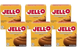 SUN-MAID Jell-O Instant Pudding and Pie Filling, Butterscotch, 3.4-Ounce Boxes (Pack of 6)