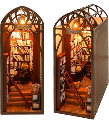 CUTEBEE DIY Book Nook Kit - Casa De Muñecas En Miniatura De Madera Con Muebles Y