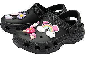 NorthSole Girls Clogs Childrens Sandals with Removable Charms Kids Beach Pool Shoes