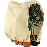 Telgoner Winterschutz für Pflanzen, Frostschutz Kübelpflanzensack Groß für kübelpflanzen mit Reißverschluss Zugband, Winter P