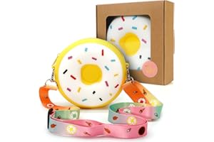 CONTRACONTACT Sieht aus wie echter Donut - Bunte Brustbeutel und Mini-Handtaschen für kleine Kinder, als witziges Geschenk ab 3 Jahre (Donut Zitrone in Geschenkbox)