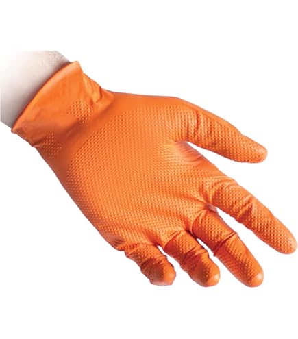 Guanti In Nitrile Diamantato Senza Lattice - Confezione Da 50 | Resistenti E Monouso Per Lavori Pesanti - Foto 4