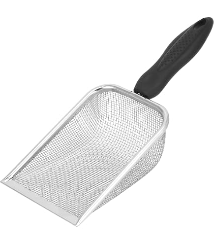 Paletta Per Lettiera Bafeil In Acciaio Inox - Setaccio Da 5 Mm Con Manico In Legno - Per Gatti Di Tutte Le Taglie