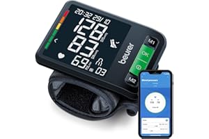 ‎BEURER Beurer BC 87 Nadgarstkowy ciśnieniomierz z możliwością podłączenia do aplikacji, wyświetlaczem XL, wskaźnikiem spoczynku, technologią inflacji, kolorowym wskaźnikiem ryzyka i wykrywaniem arytmii